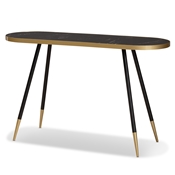 Baxton Studio Lauro Modern and Contemporary Black Faux Marble and Two-Tone Gold and Black Metal Console Table